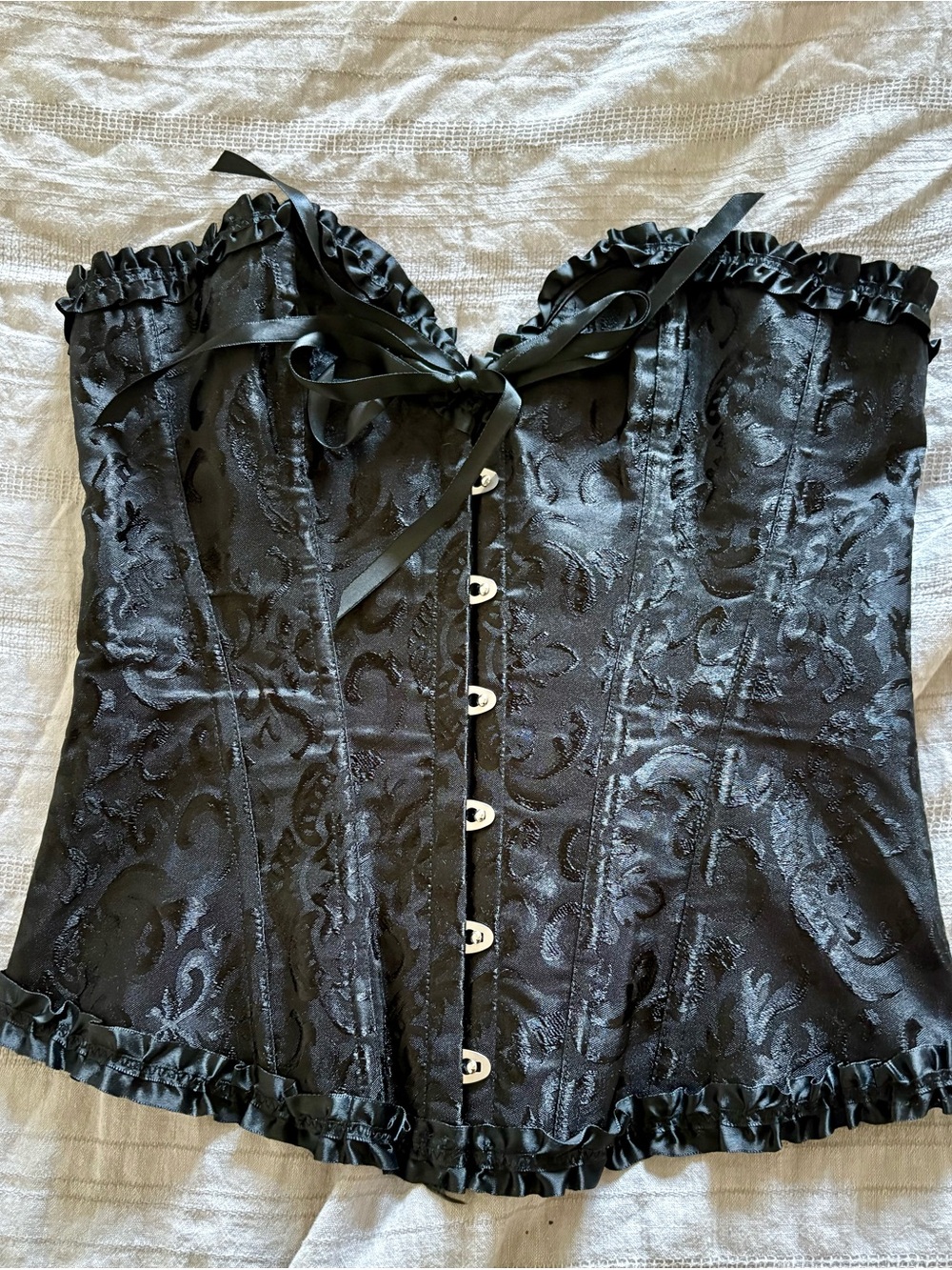 Black Lace-Patterned Strapless Corset